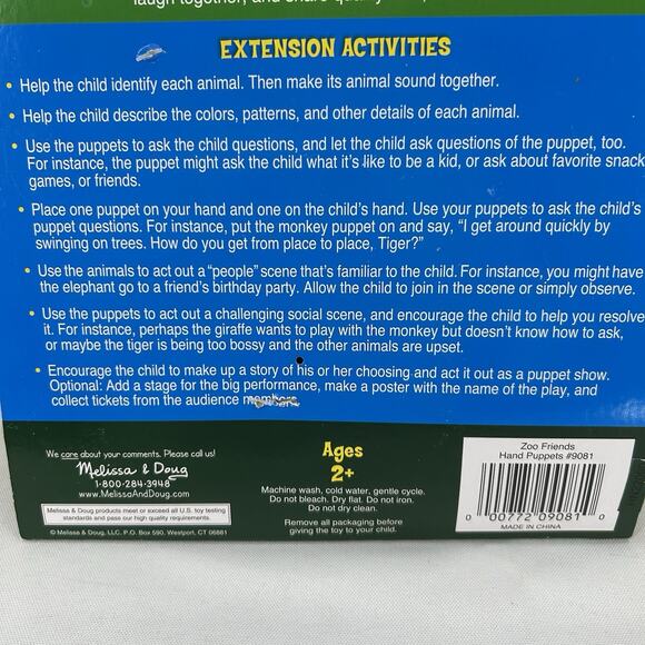 Melissa and Doug Zoo Friends Animal Hand Puppets set new Gift pretend play New - Picture 8 of 10